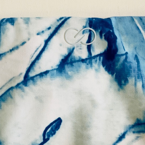 CALIA Tie Dye Blue Hi Rise Moderate Coverage Ruched Sides Bikini Bottom Medium - Picture 9 of 11